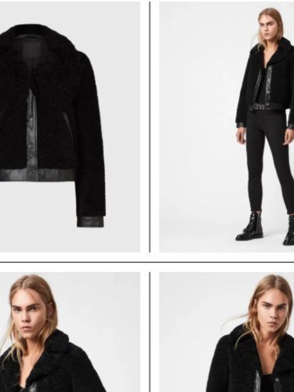 AllSaints Madsen Black Shearling Leather Jacket US 4